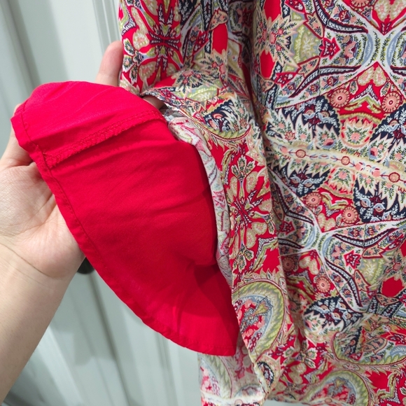 LULUS Design Major Red Print Sleeveless Swing Mini Dress, Moroccan Print, Size M - Picture 10 of 14